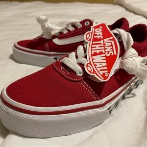 Kids Vans Old Skool Red Skater Sneakers Size 1.0